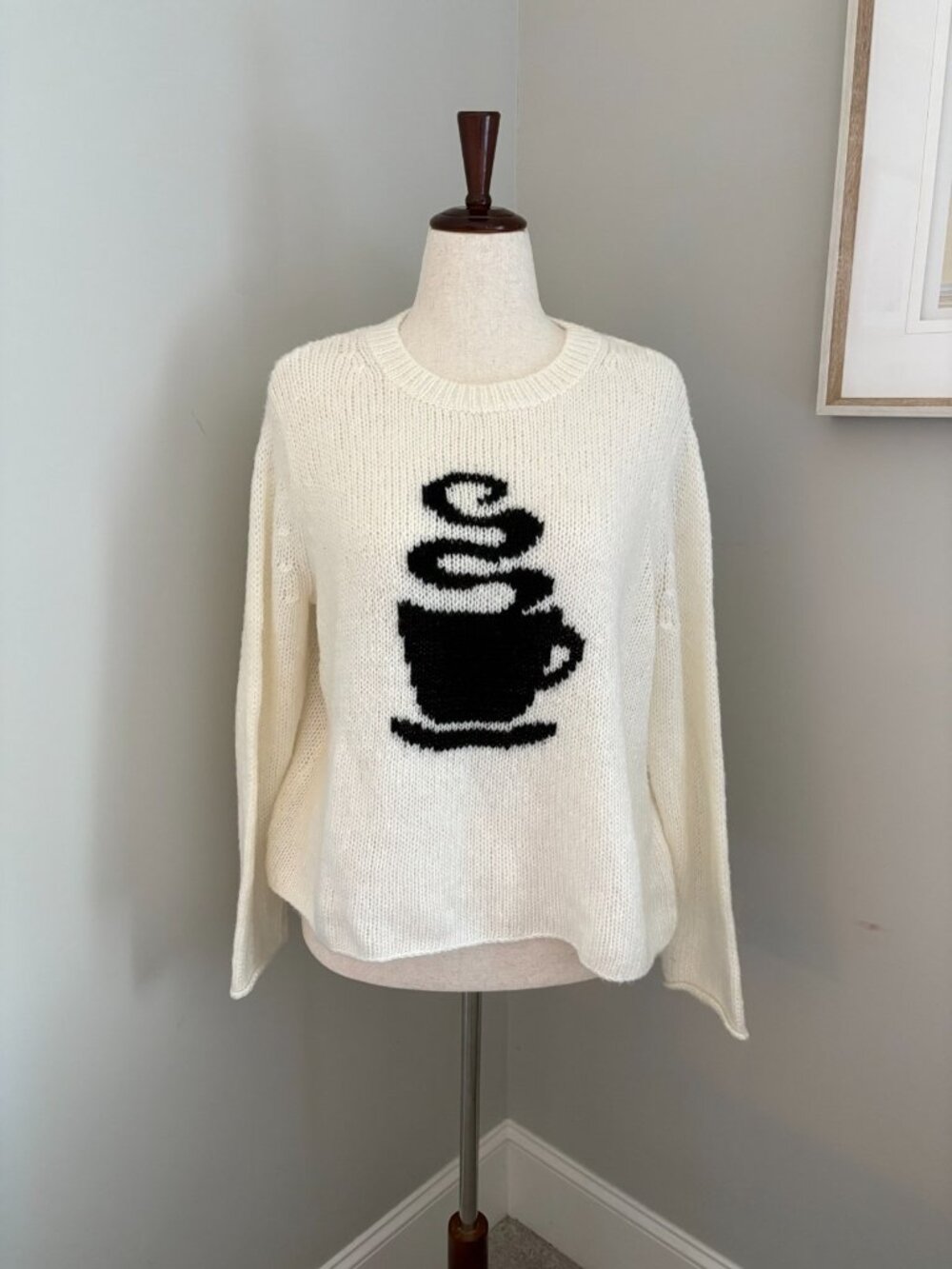 Wooden Ships Hot Cup of Joe Ivory Mohair Sweater Chunky Cozy S/M $148 MSRP - Picture 3 of 9